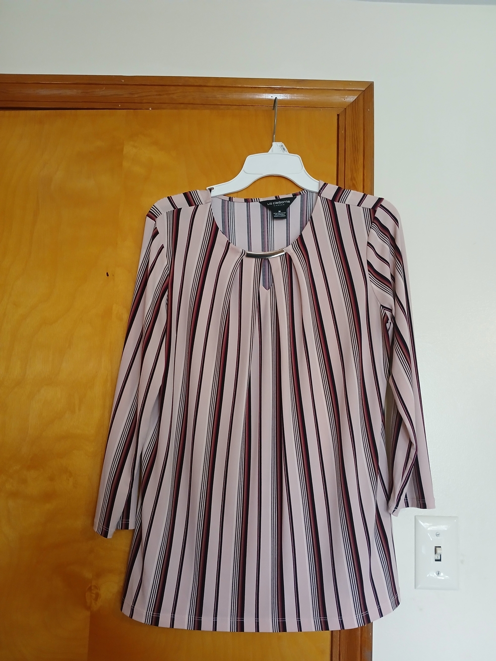 Liz Claiborne Pink Striped Keyhole Tunic